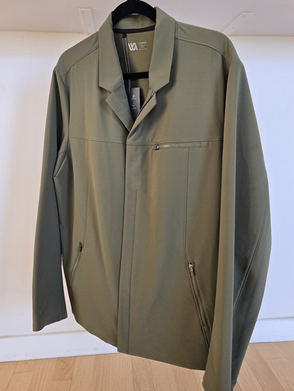 VRST brand: modern men jacket large jacket olive green zip-up 3 pockets
